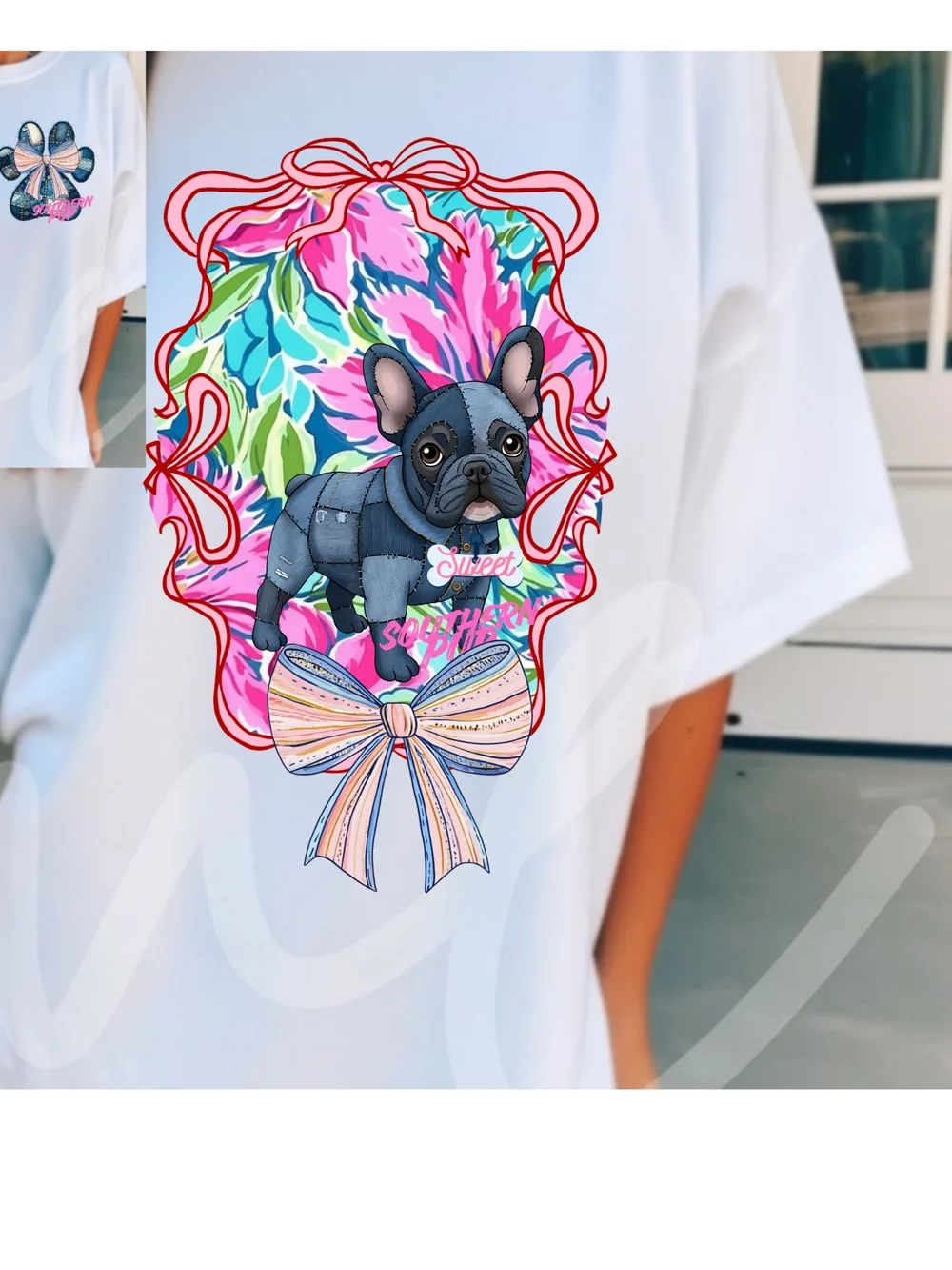 Gildan White Tee with Colorful Dog Graphic - Picture 8 of 9